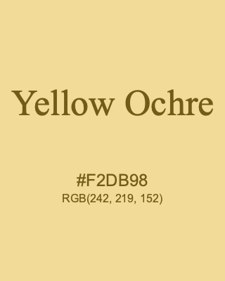 Yellow Ochre, hex code is #F2DB98, and value of RGB is (242, 219, 152). 358 Copic colors. Download palettes, patterns and gradients colors of Yellow Ochre.